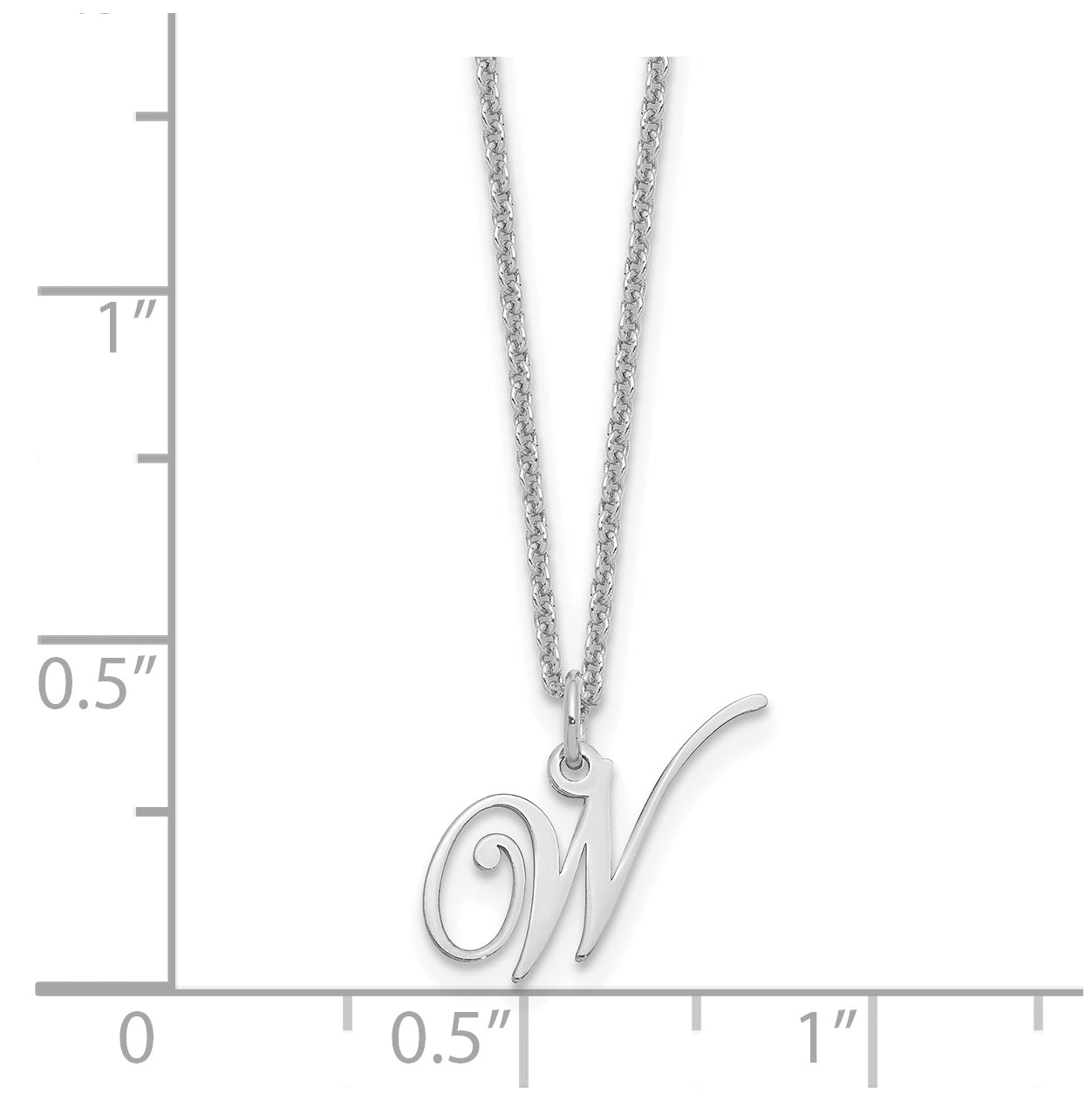 Sterling Silver Rhodium plated Letter W Initial Necklace