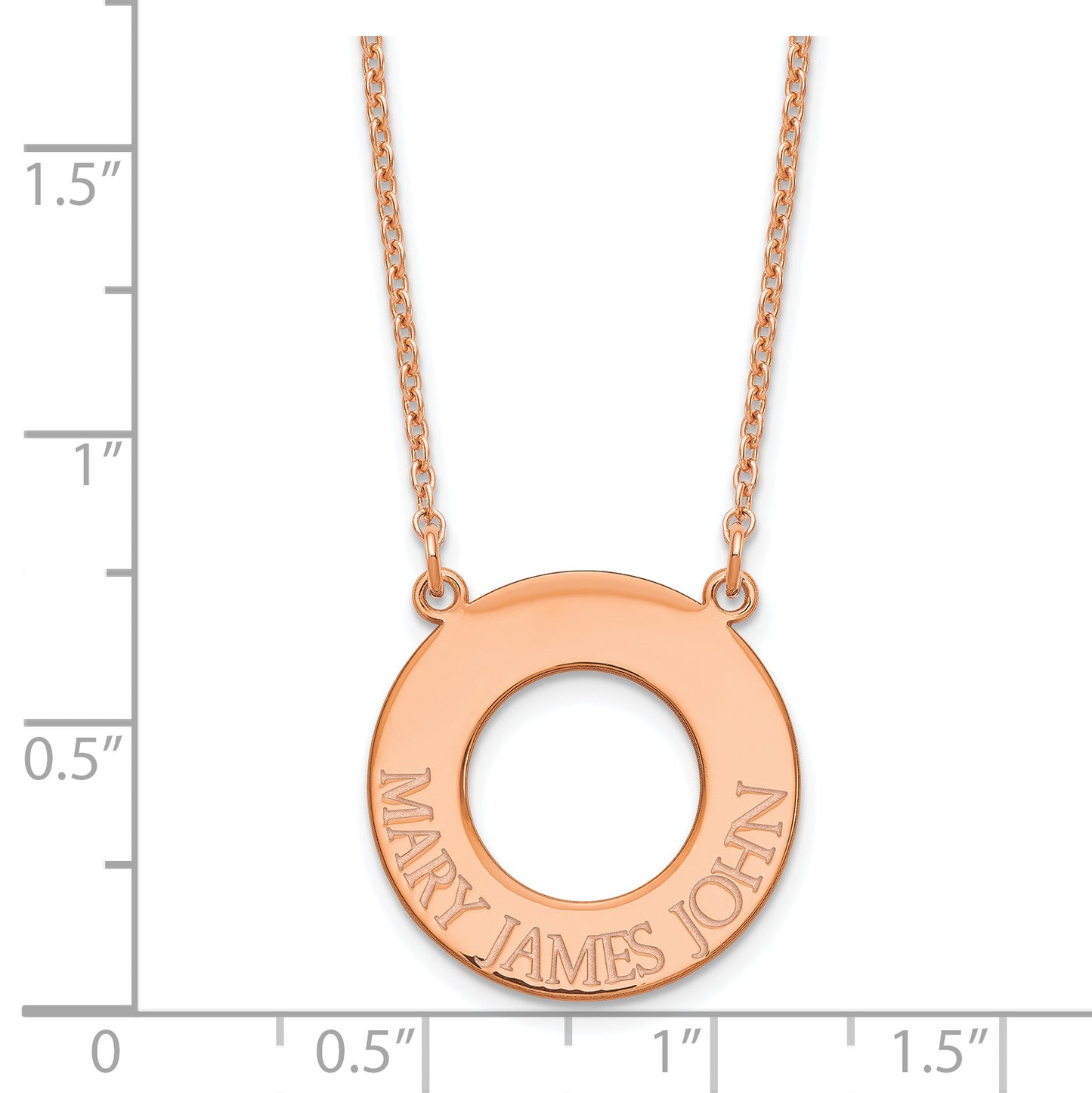 Sterling Silver Rose Gold plated Open Circle with 3 Names Necklace