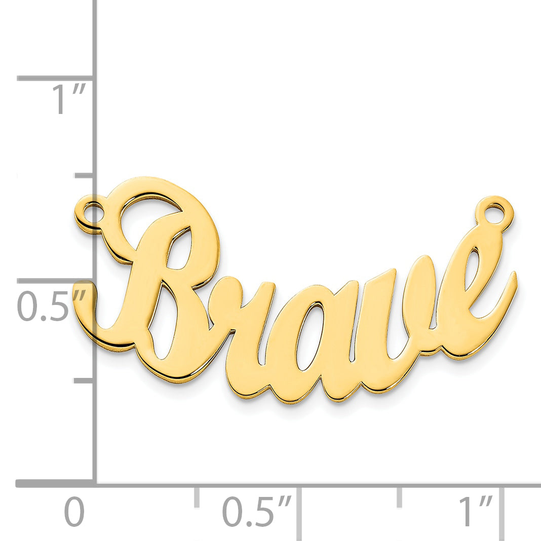 Sterling Silver Gold plated Polished Curved Script MT Font Name Plate