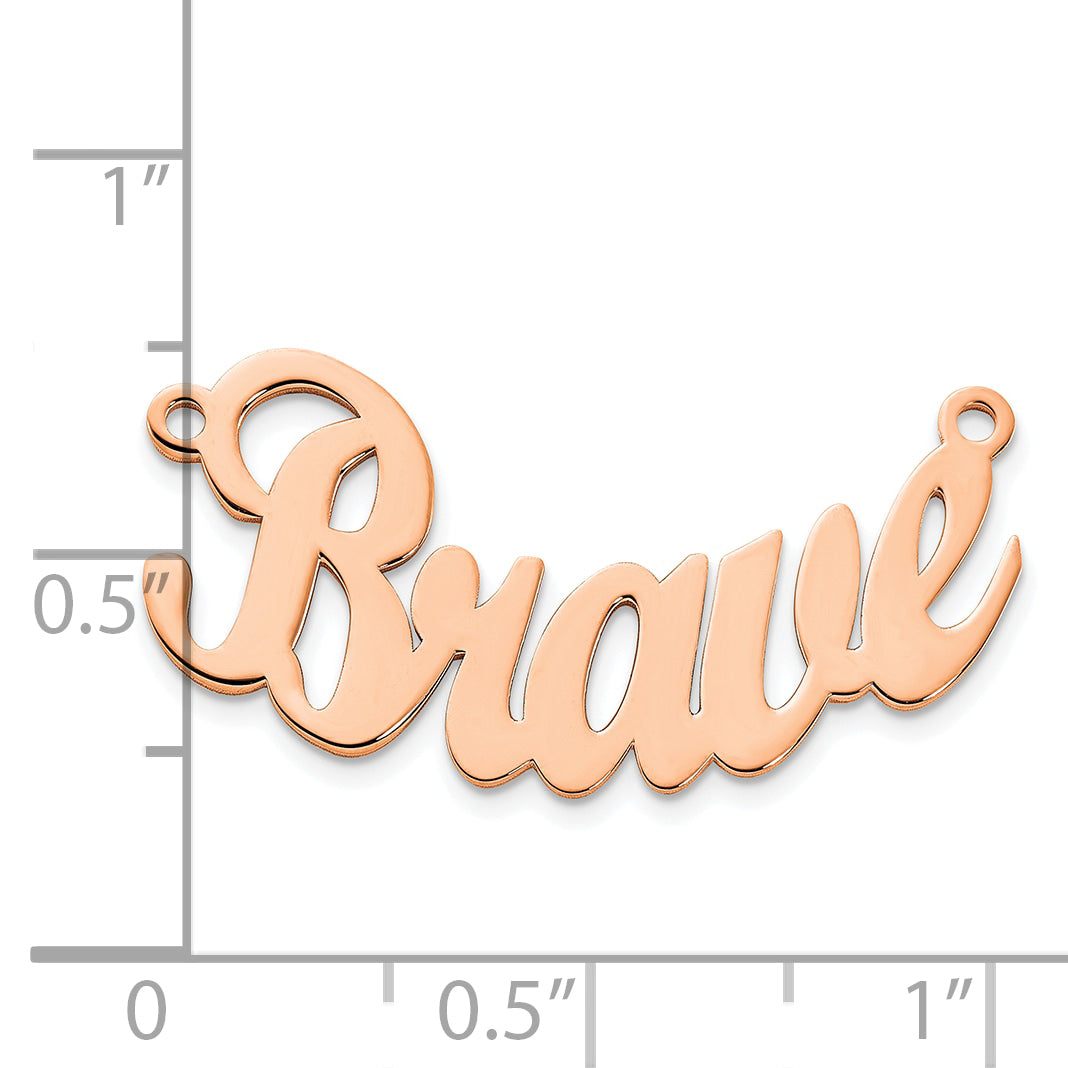 Sterling Silver Rose Gold plated Polished Curved Script MT Font Name Plate