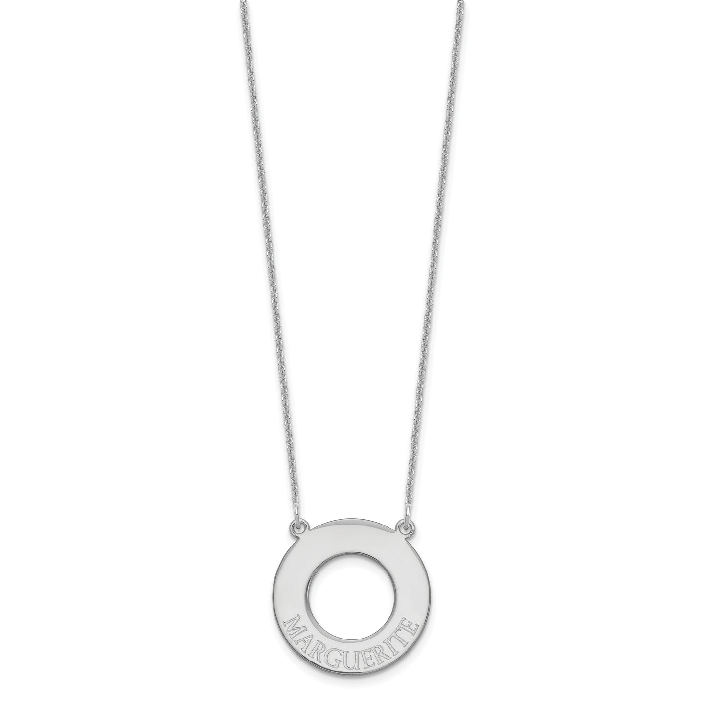 10K White Gold Open Circle with 1 Name Necklace