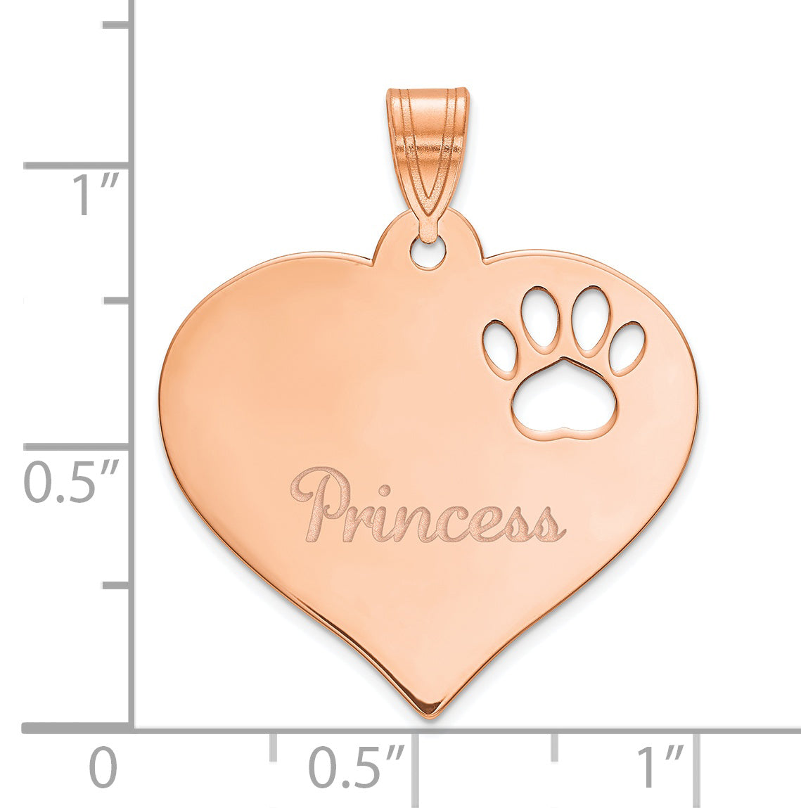 Sterling Silver Rose Gold plated Heart with Cut Out Paw Print Pendant