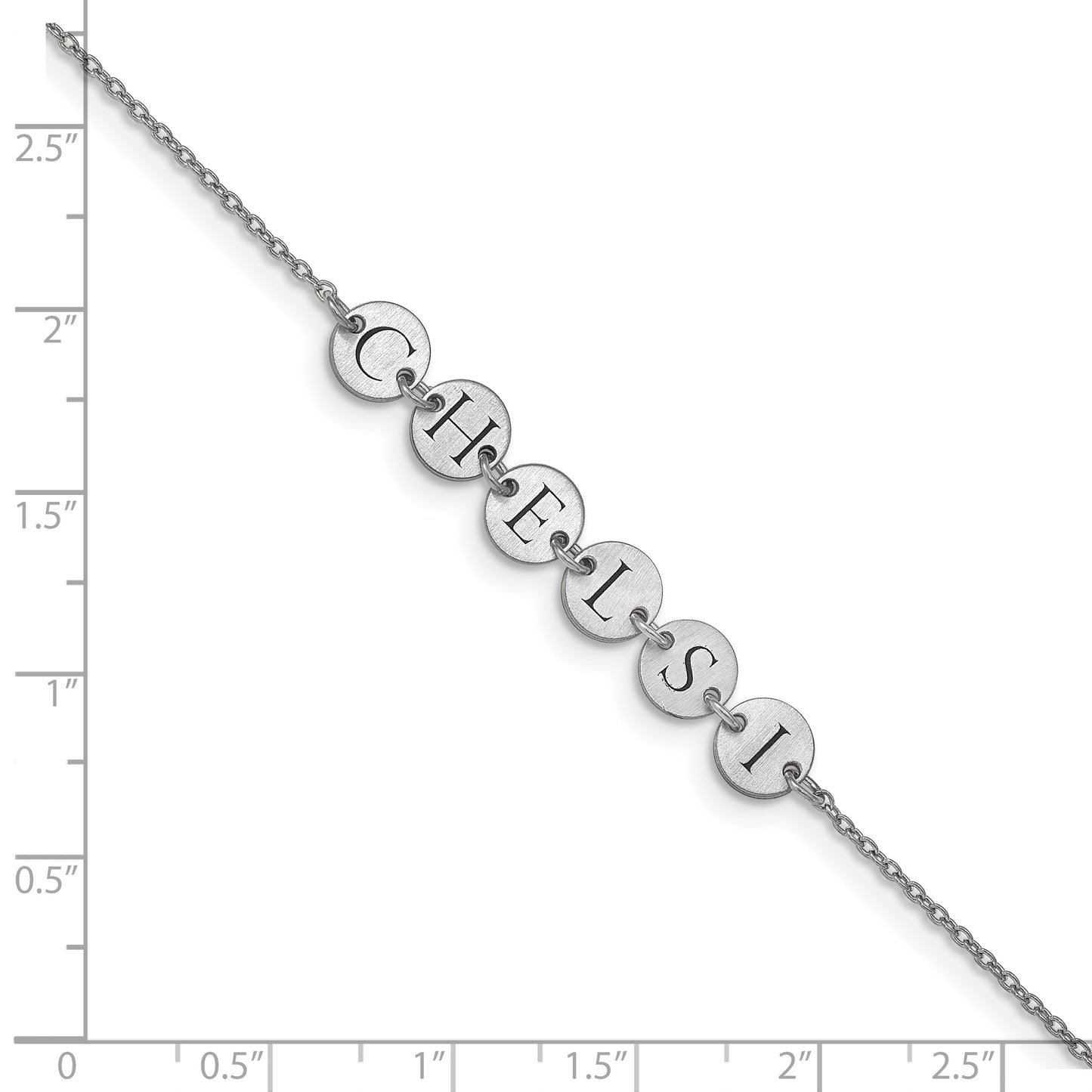 10K White Gold Enameled Disk Letter Bracelet