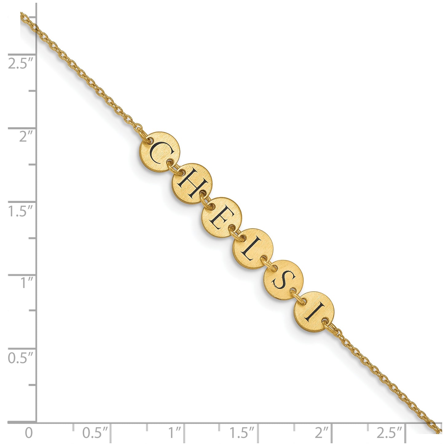 14K Yellow Gold Enameled Disk Letter Bracelet