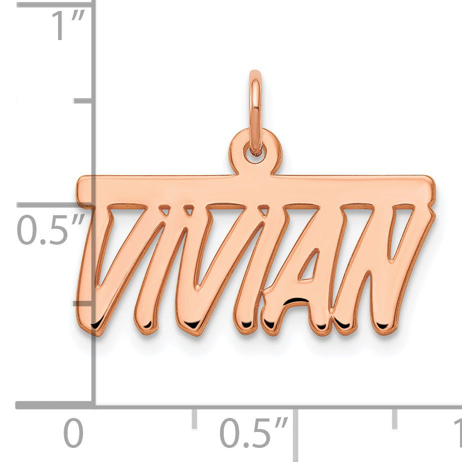 Sterling Silver Rose Gold plated Polished Bellamy Font Name Plate