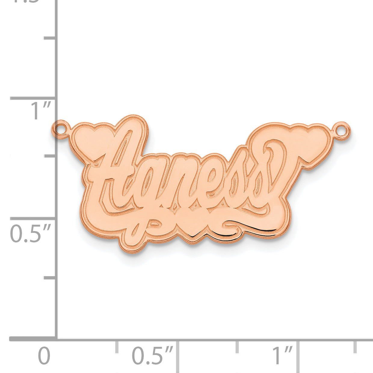 14K Rose Gold Etched Hearts Name Plate