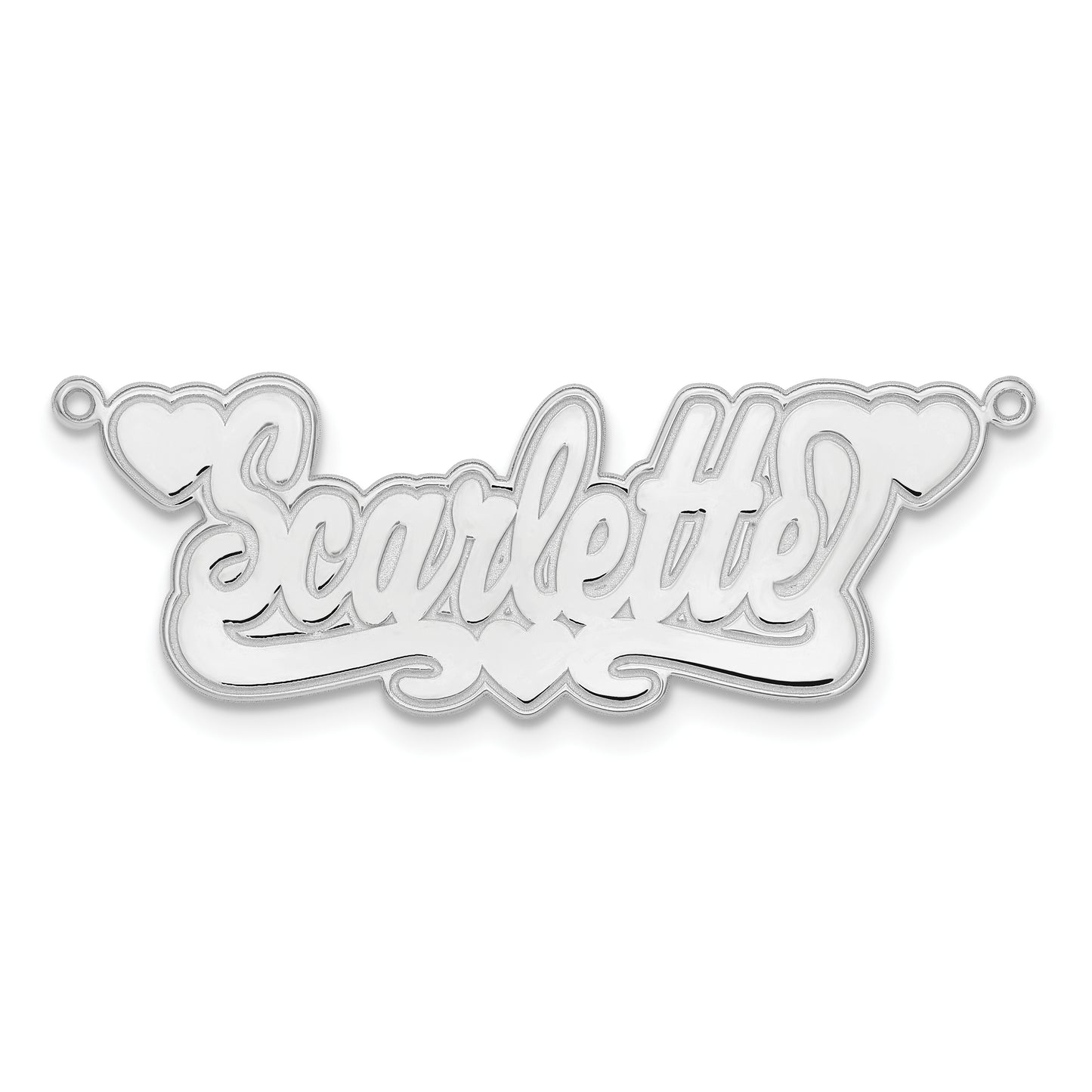 14K White Gold Etched Hearts Name Plate