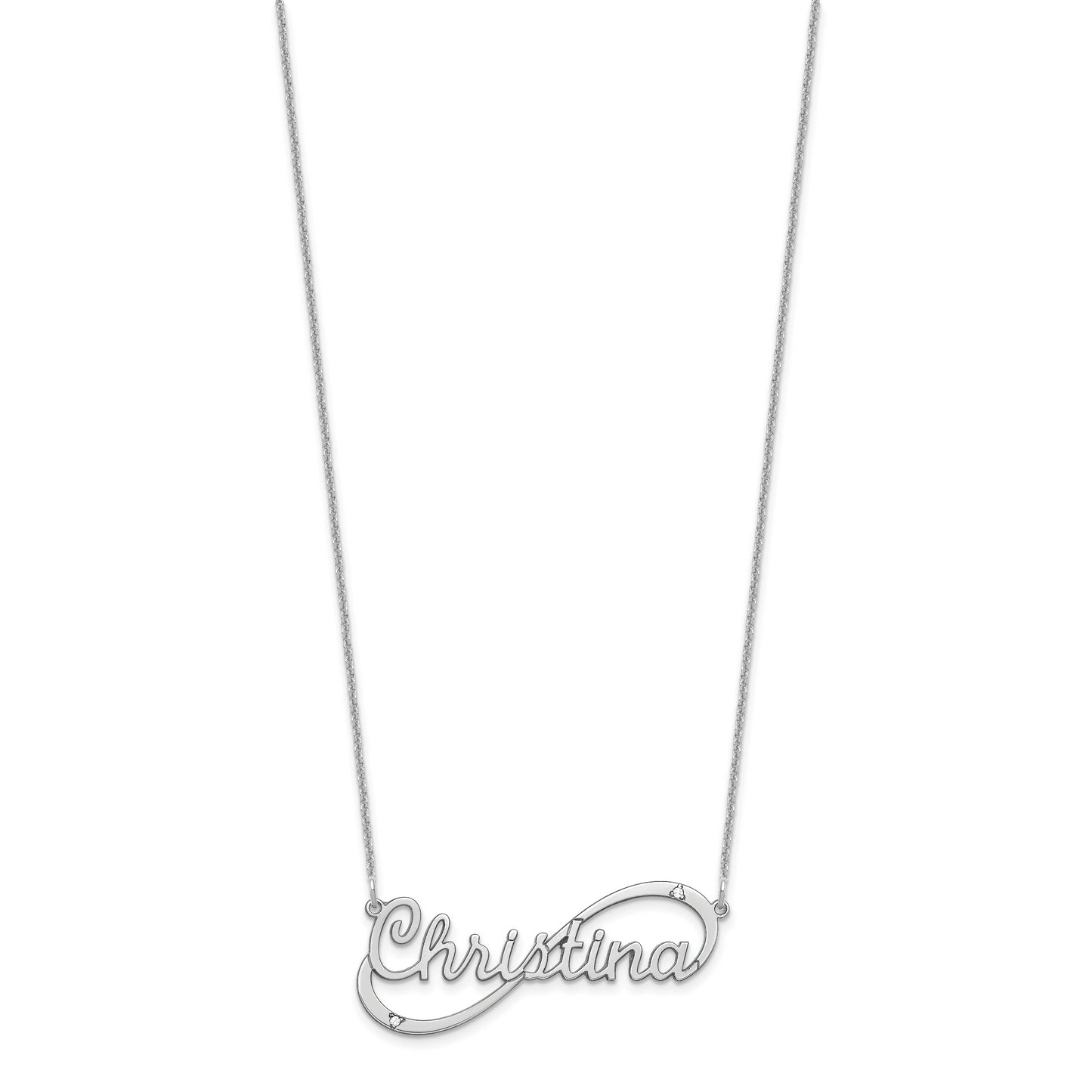 10K White Gold 1 Name Infinity with Diamonds Necklace