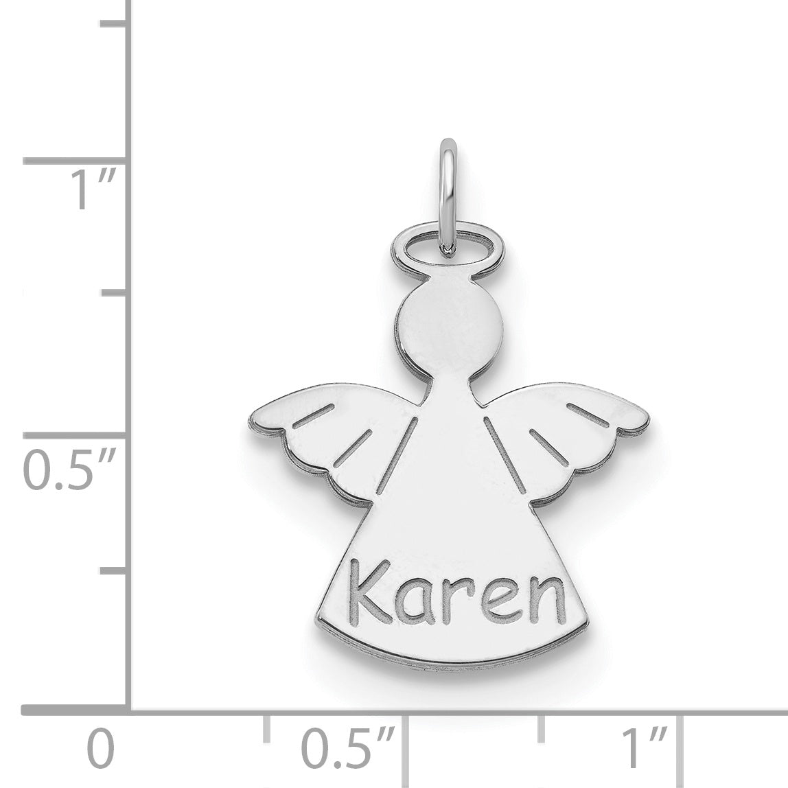 Sterling Silver Rhodium plated Personalized Angel Charm