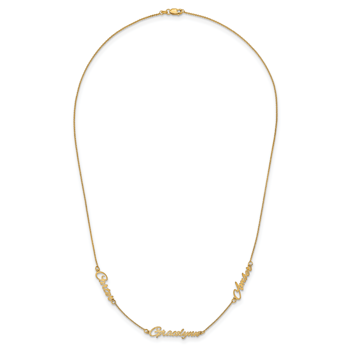 Sterling Silver Gold plated Brushed 3 Name Necklace