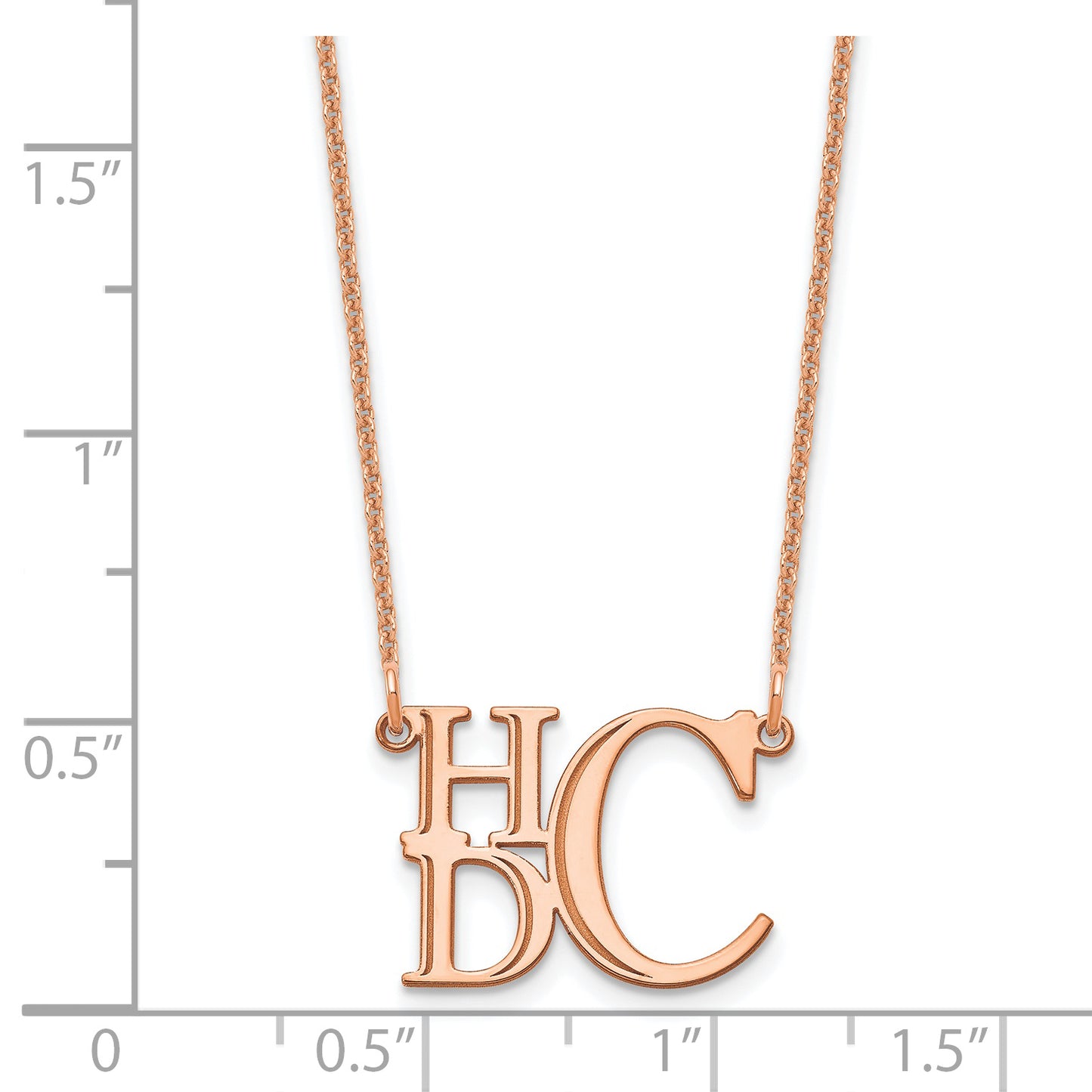14K Rose Gold Semi Stacked Monogram Necklace