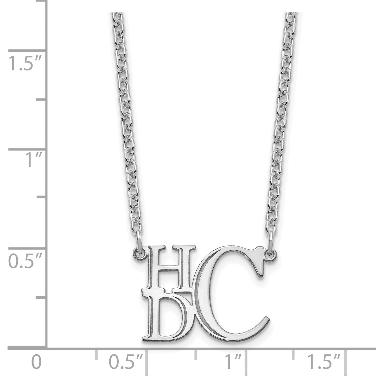Sterling Silver Rhodium plated Semi Stacked Monogram Necklace