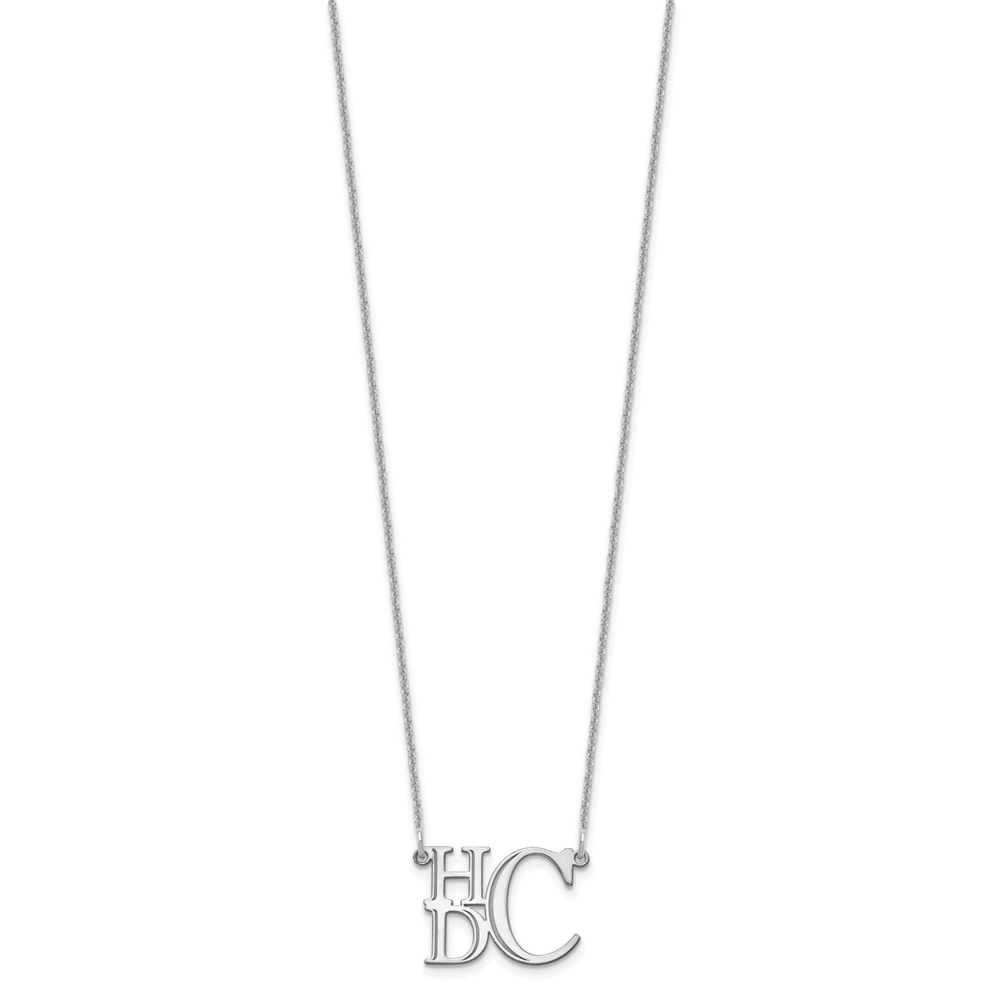 10K White Gold Semi Stacked Monogram Necklace
