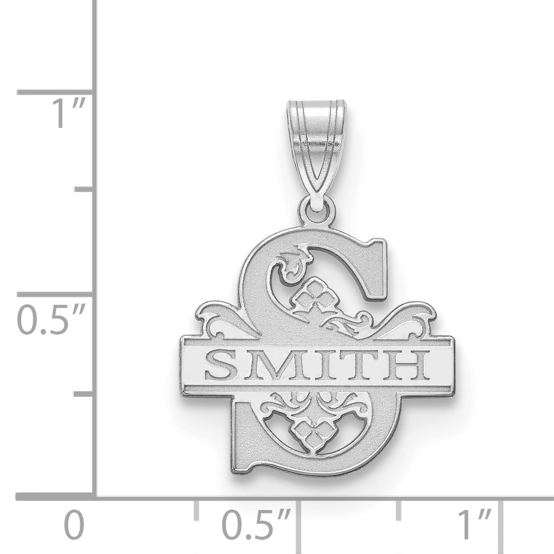 10K White Gold Filigree Letter and Family Name Pendant