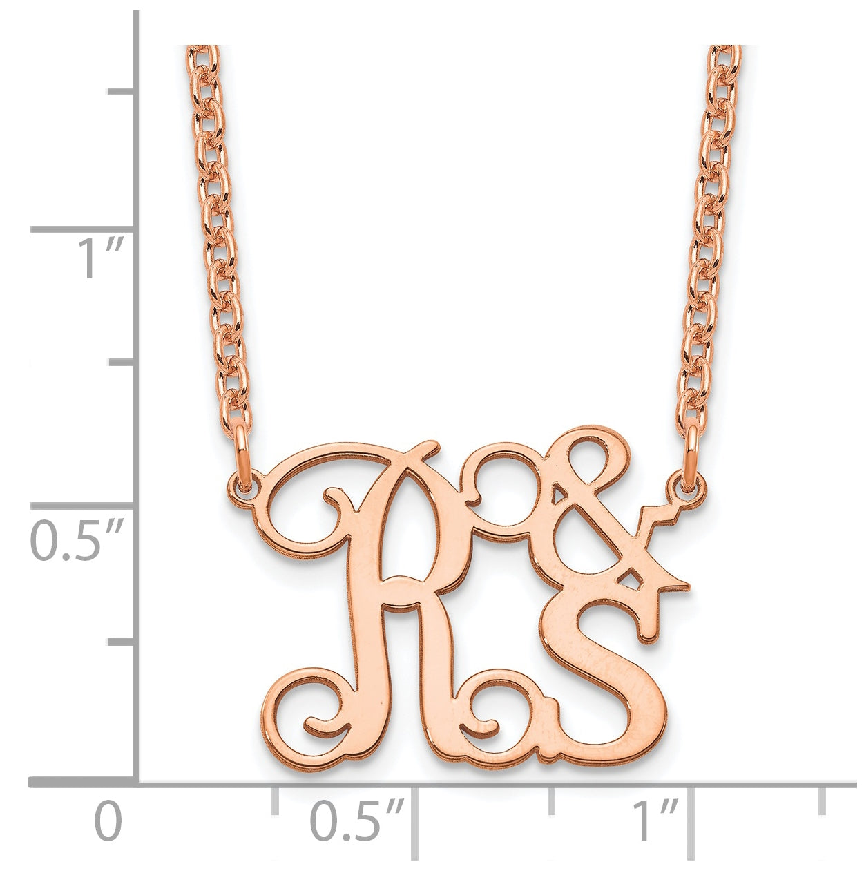 Sterling Silver Rose Gold Plated Stacked Initials Necklace
