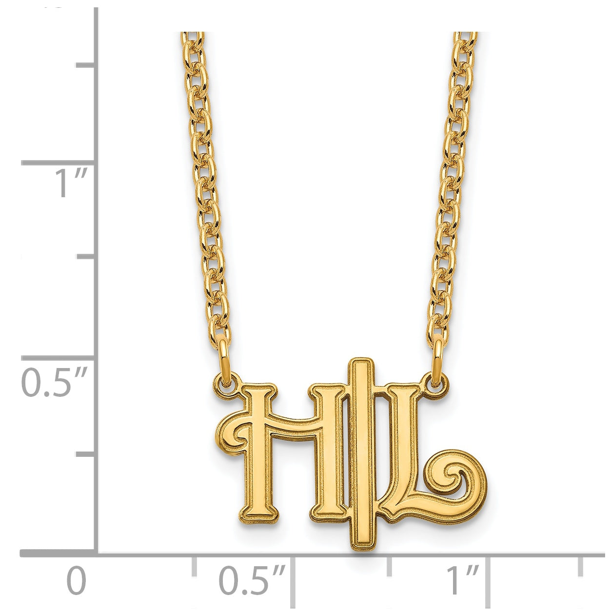 Sterling Silver Gold Plated Horizontal Script Initials Necklace