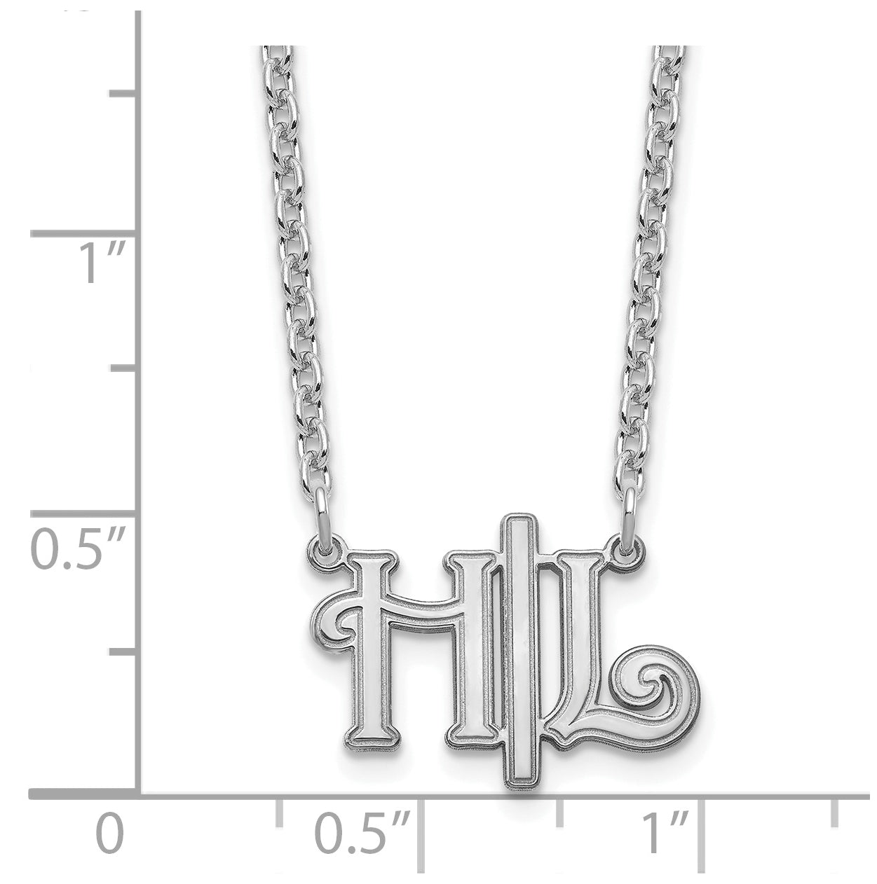 Sterling Silver Rhodium plated Horizontal Script Initials Necklace