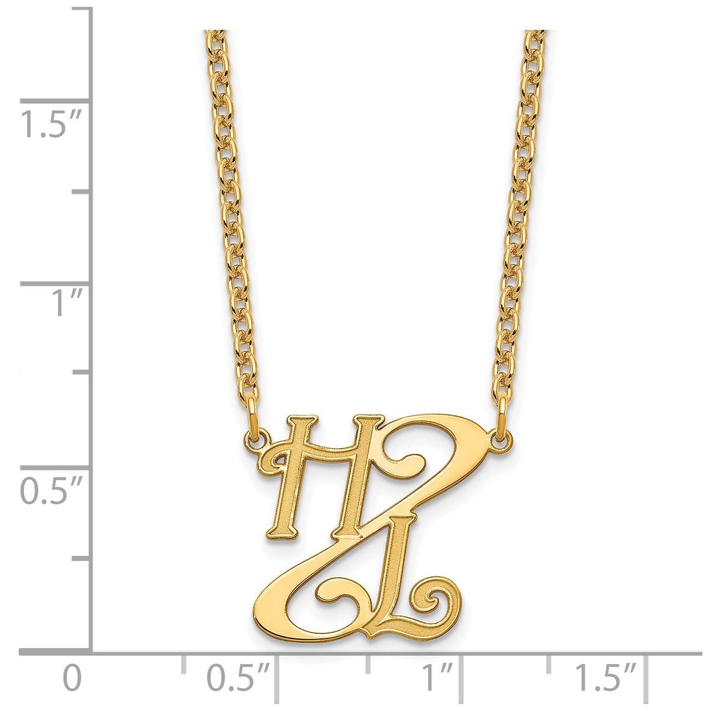 Sterling Silver Gold Plated Diagonal Script Initials Necklace