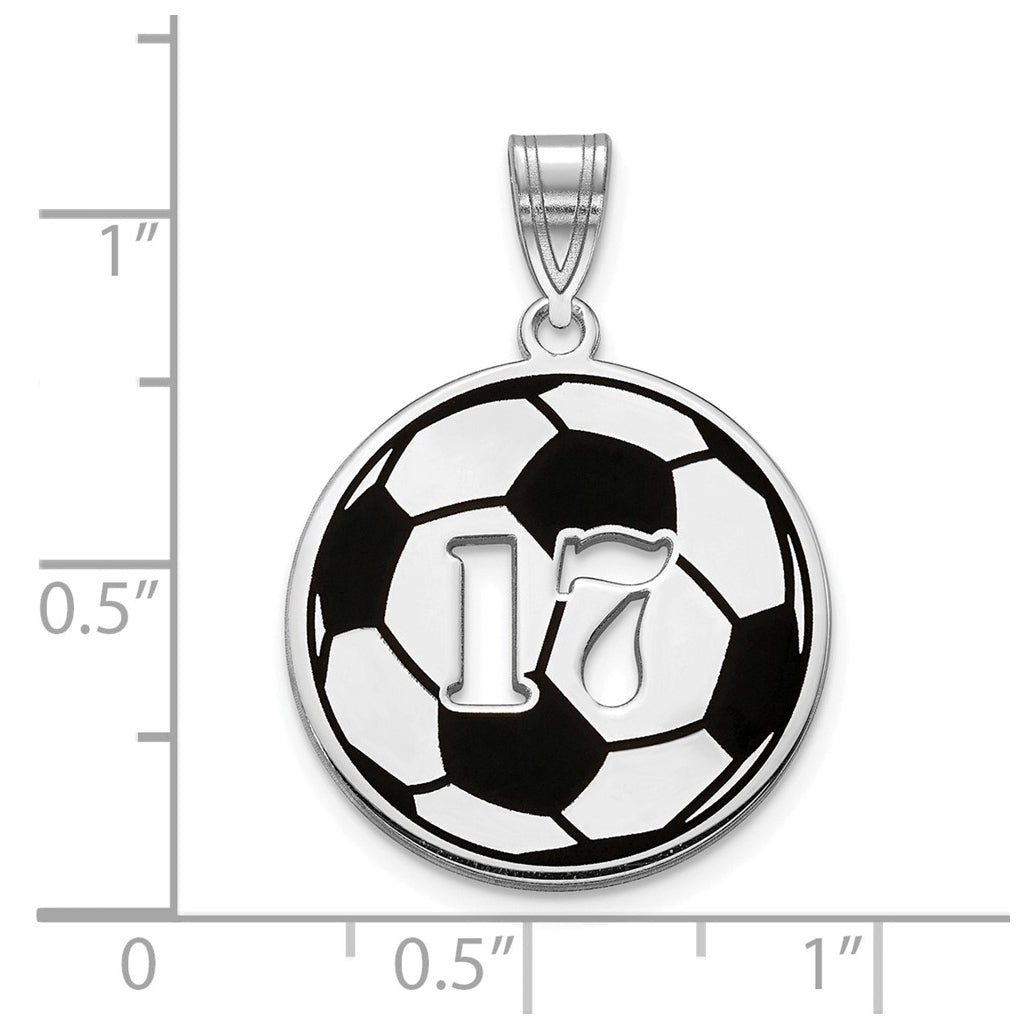 14K Yellow Or White Gold Or Sterling Silver Gold Plated Epoxy Soccer Ball with Cut-out Number Pendant