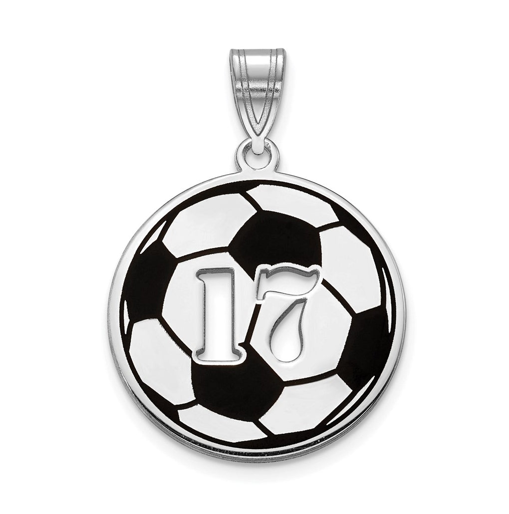 14K Yellow Or White Gold Or Sterling Silver Gold Plated Epoxy Soccer Ball with Cut-out Number Pendant