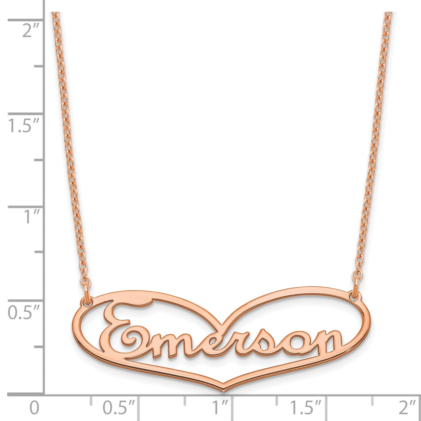 Sterling Silver Rose Gold plated Large Heart Name Plate Necklace
