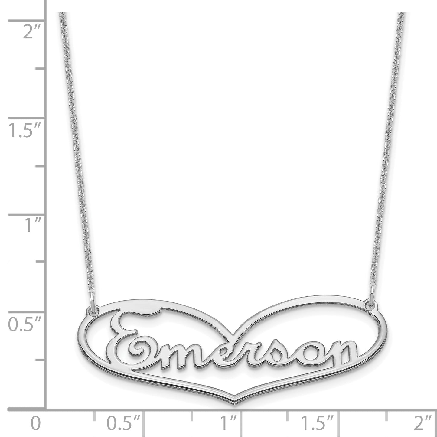 14K White Gold Large Heart Name Plate Necklace