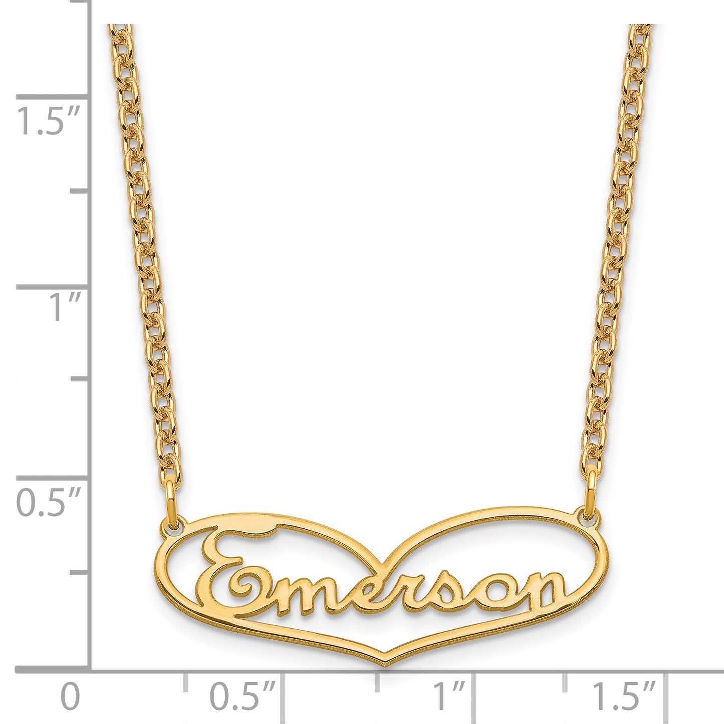 Sterling Silver Gold plated Small Heart Name Plate Necklace