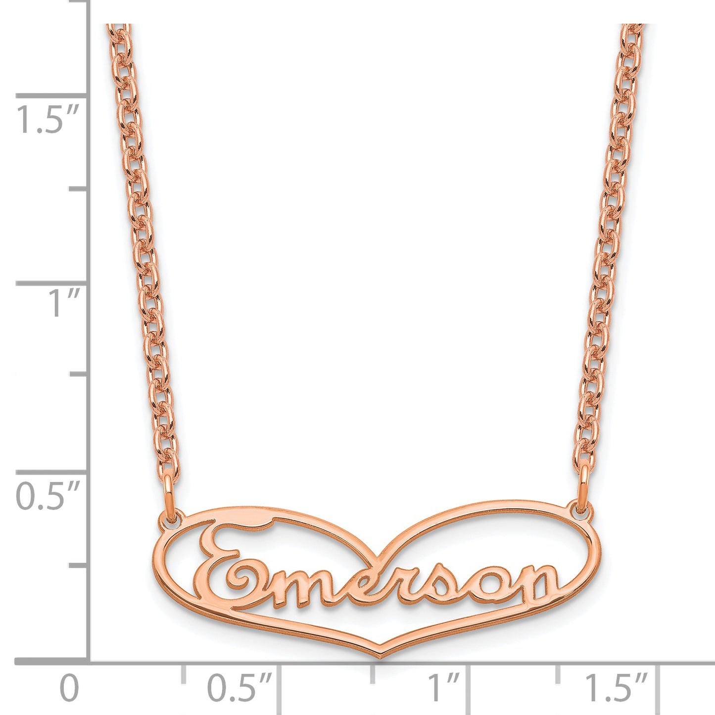Sterling Silver Rose Gold plated Small Heart Name Plate Necklace