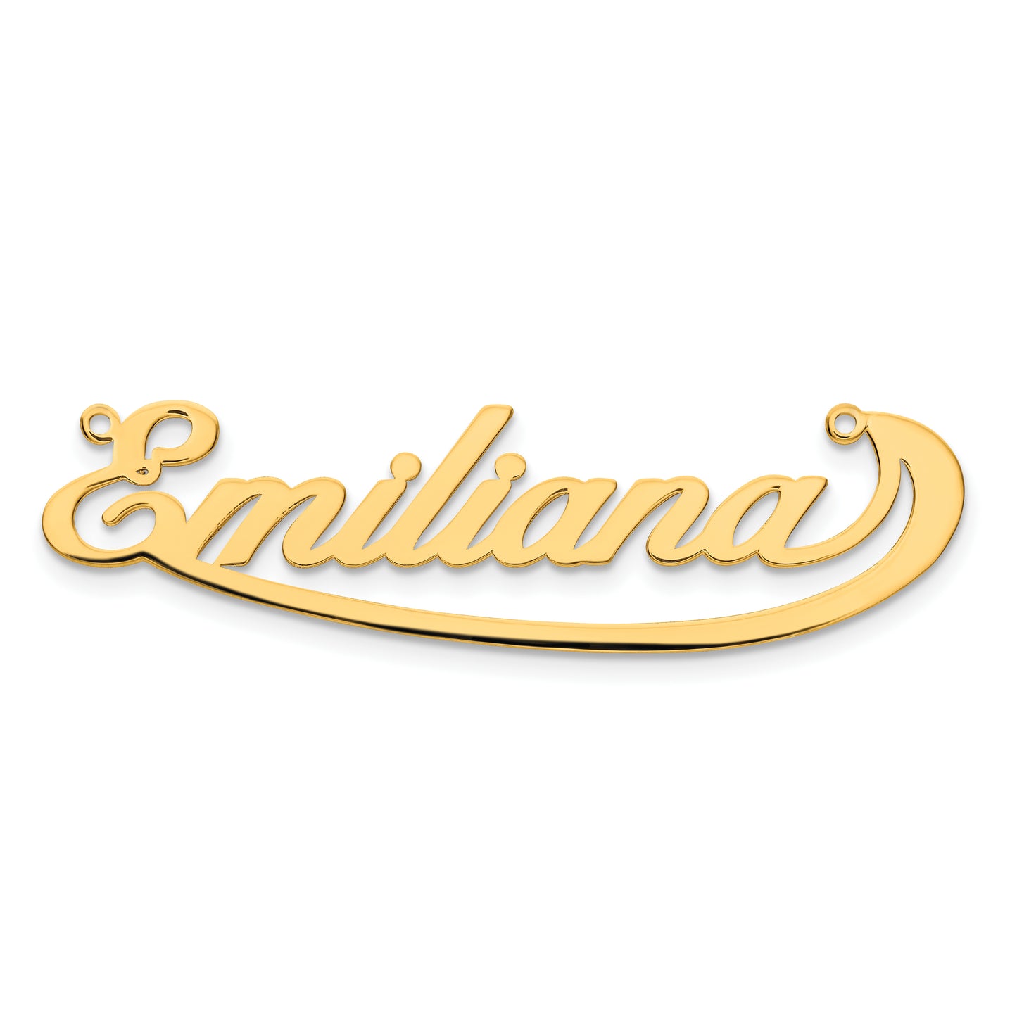 14K Yellow Gold Polished Under Swoop Judith Font Name Plate