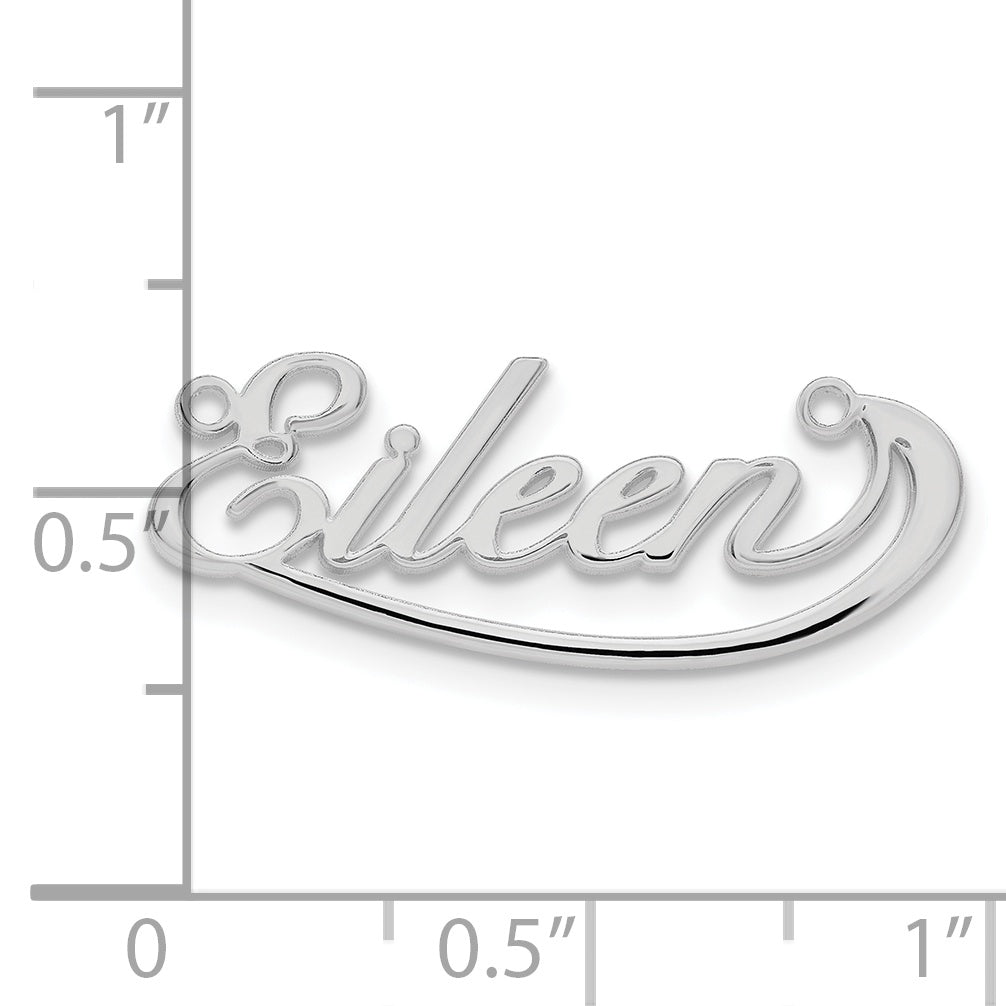 10K White Gold Polished Under Swoop Judith Font name Plate