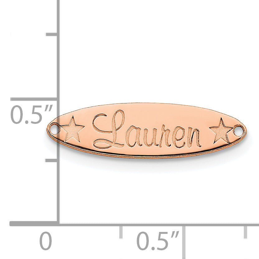 Sterling Silver Rose Gold plated Small Oval with Stars Name Plates