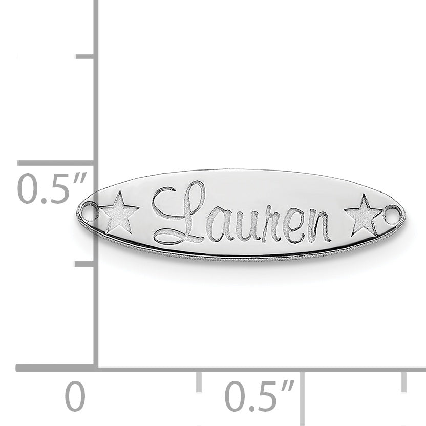 14K White Gold Small Oval with Stars Name Plate