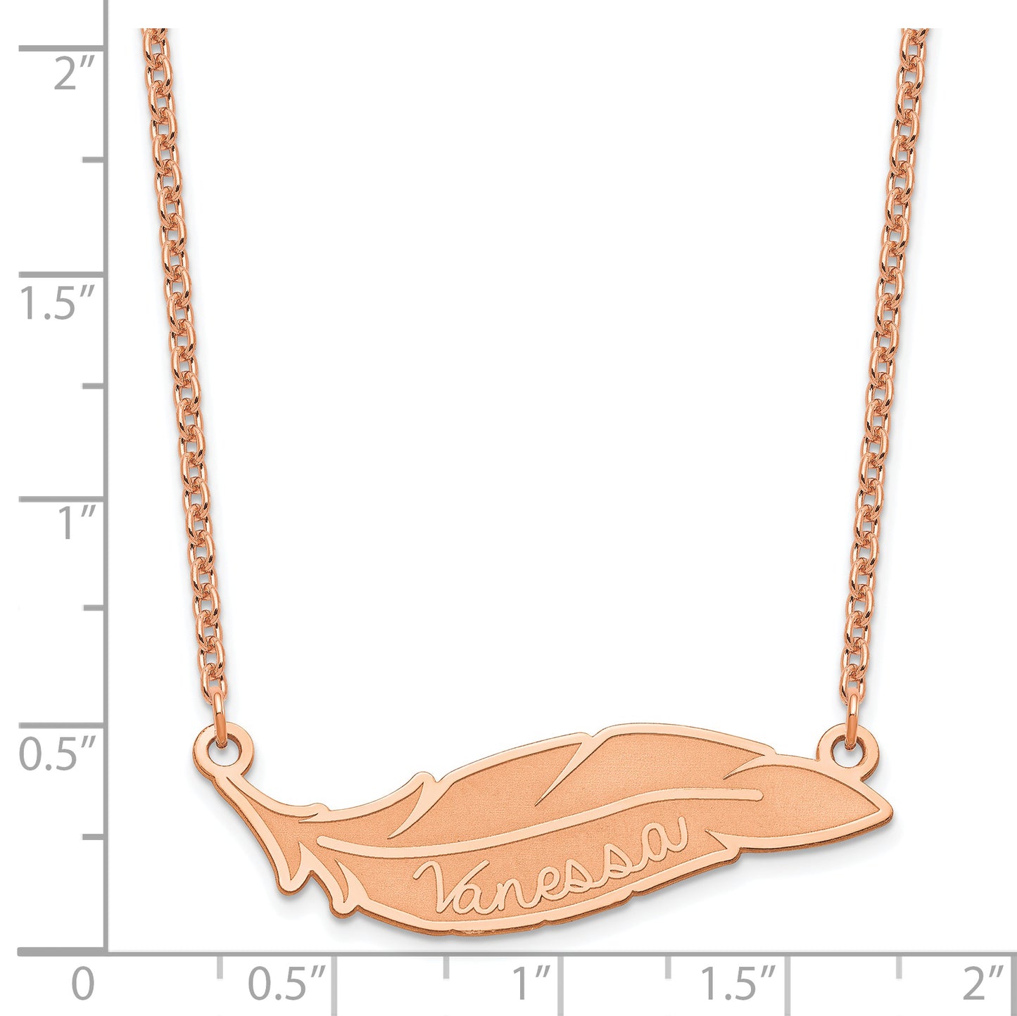 Sterling Silver Rose Gold plated Personalized Feather Necklace