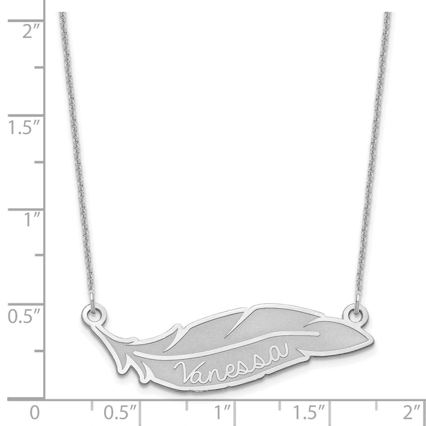 10K White Gold Personalized Feather Necklace