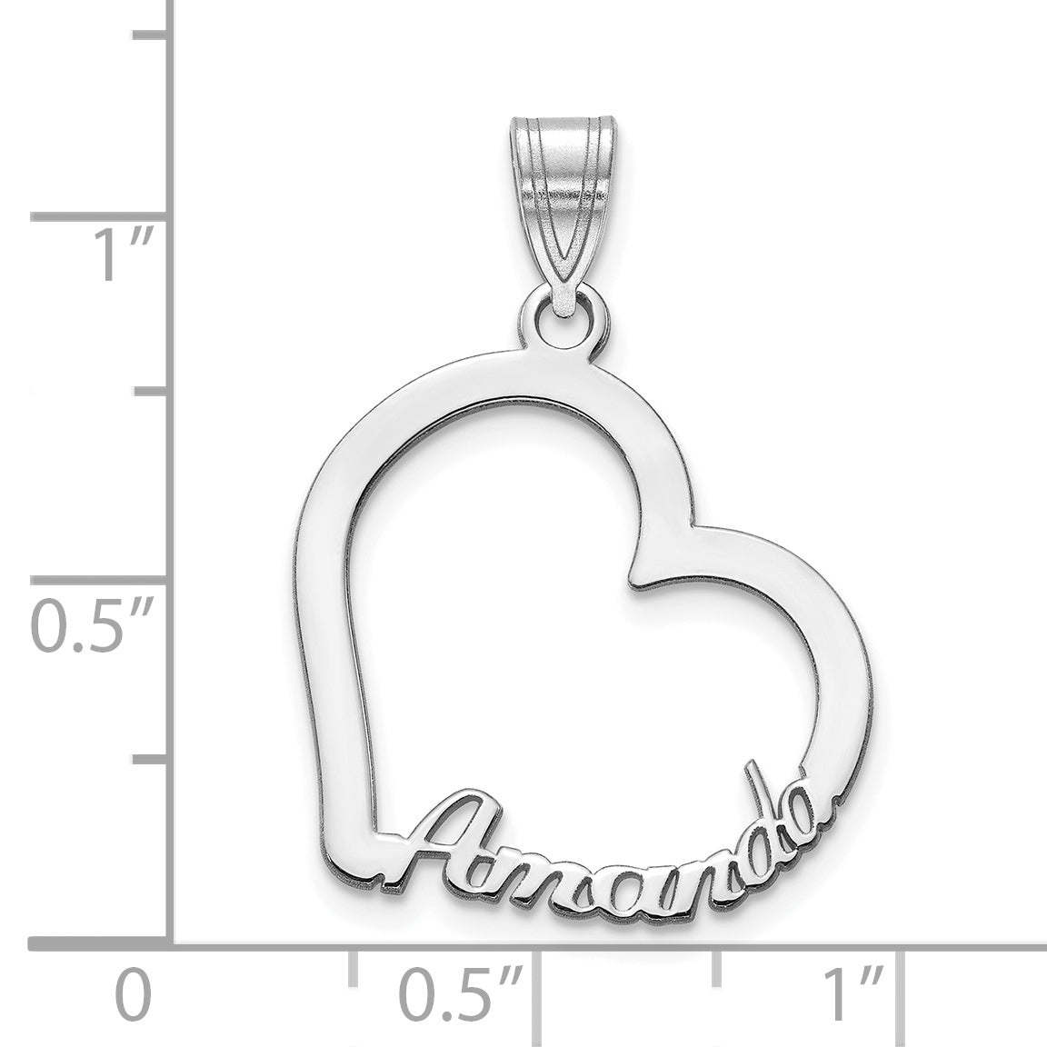 10K White Gold Heart with Name Pendant