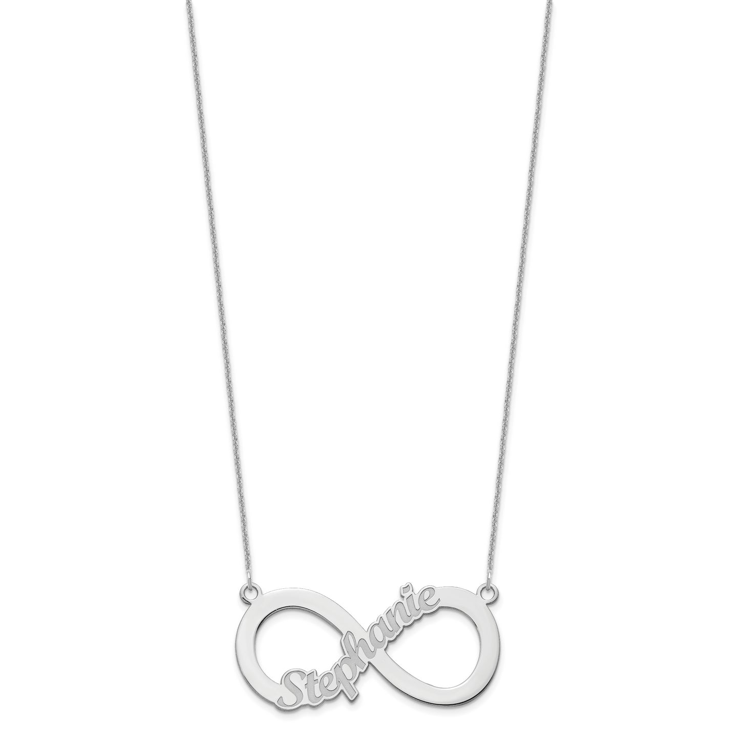10K White Gold 1 Name Infinity Necklace