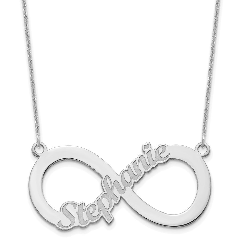 10K White Gold 1 Name Infinity Necklace