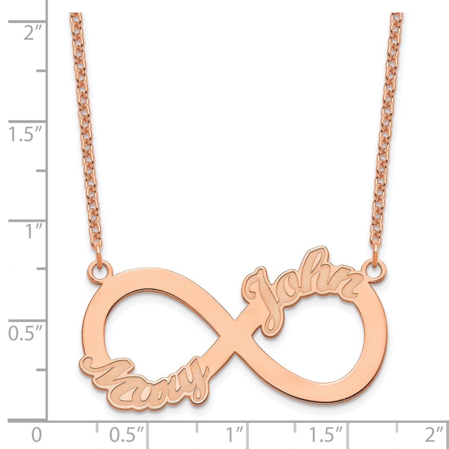Sterling Silver Rose Gold plated 2 Name Infinity Necklace
