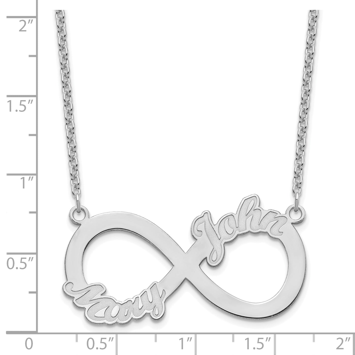 Sterling Silver Rhodium plated 2 Name Infinity Necklace
