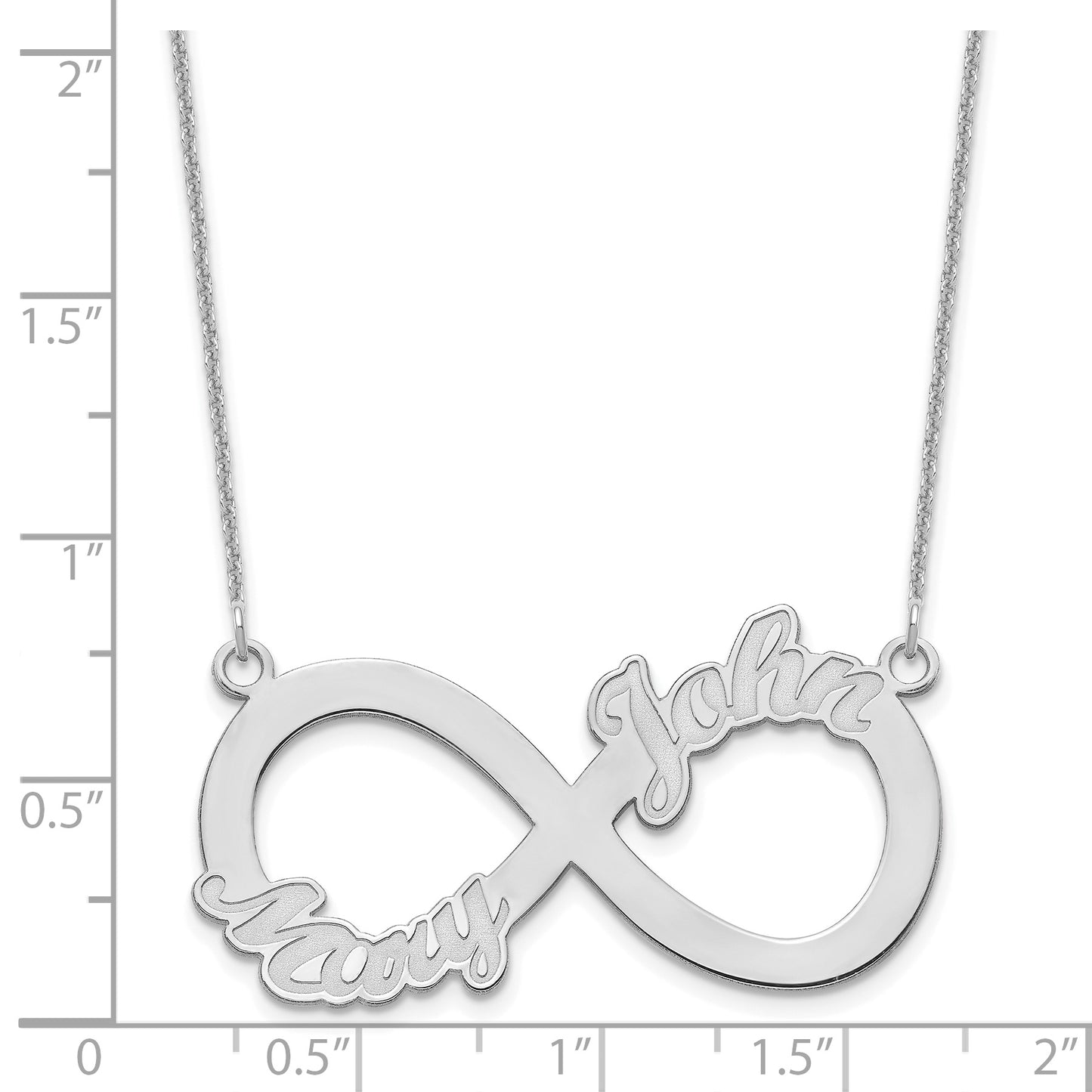14K White Gold 2 Name Infinity Necklace