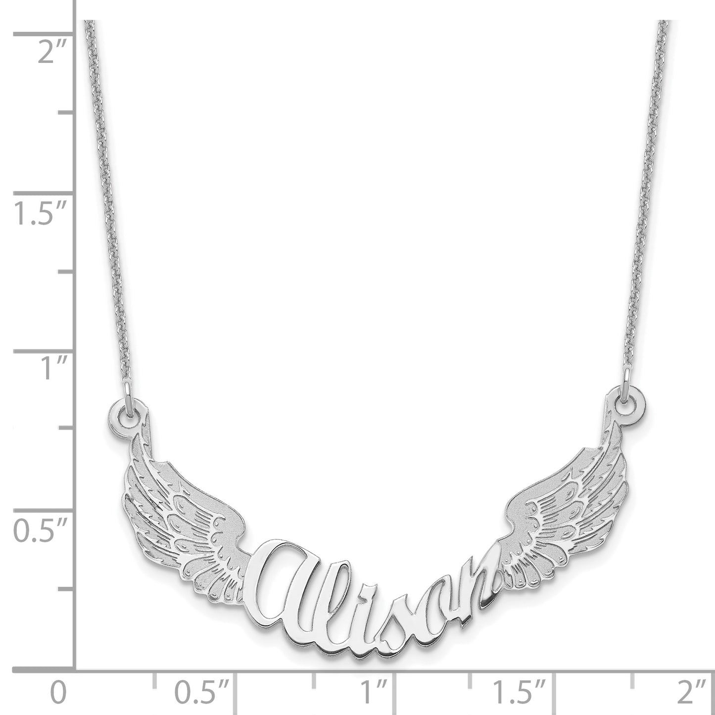 14K White Gold Personalized Angel Wings Necklace