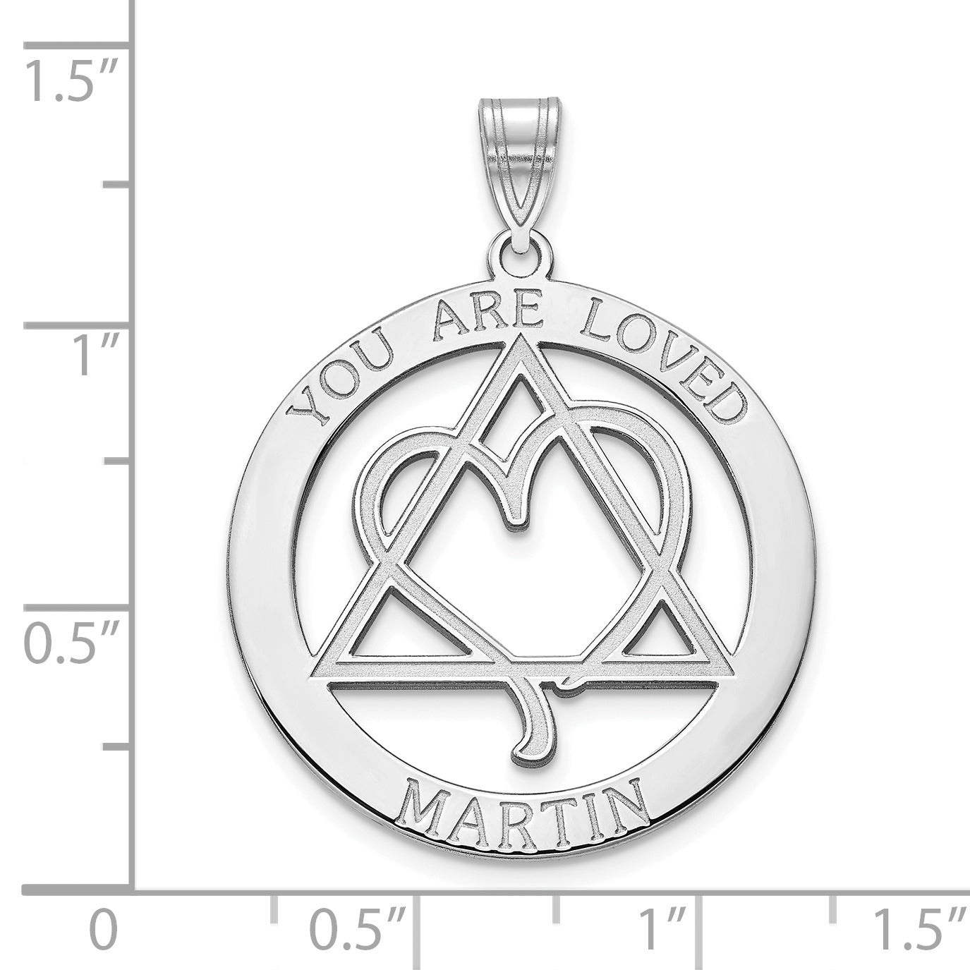 10K White Gold Personalized YOU ARE LOVED Adoption Pendant
