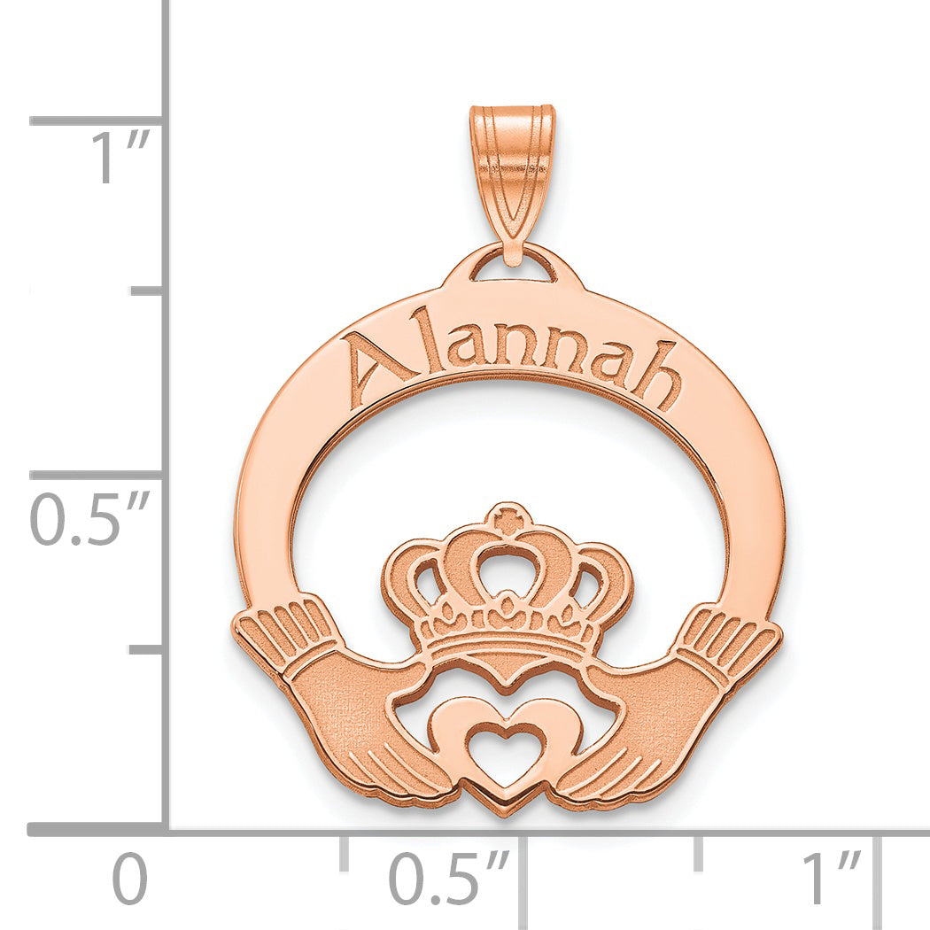 Sterling Silver Rose Gold plated Personalized Claddagh Pendant