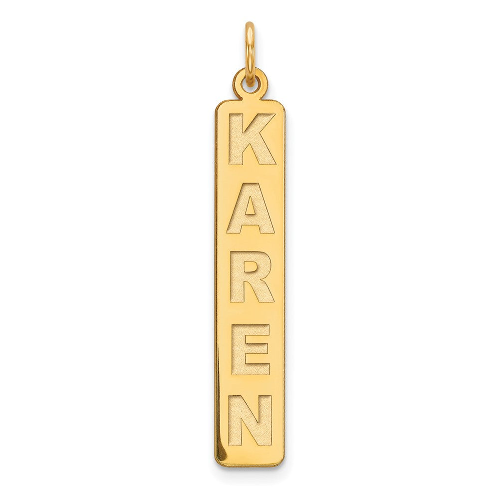Sterling Silver Gold plated Large Vertical Personalized Bar Charm