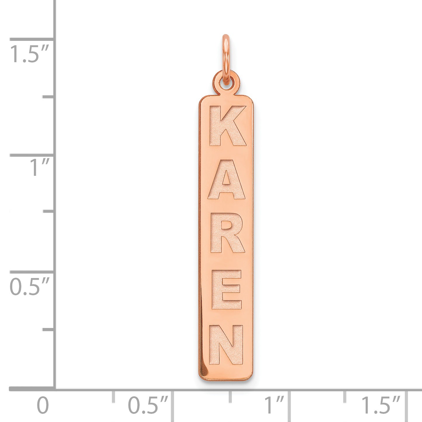 14K Rose Gold Large Vertical Personalized Bar Charm