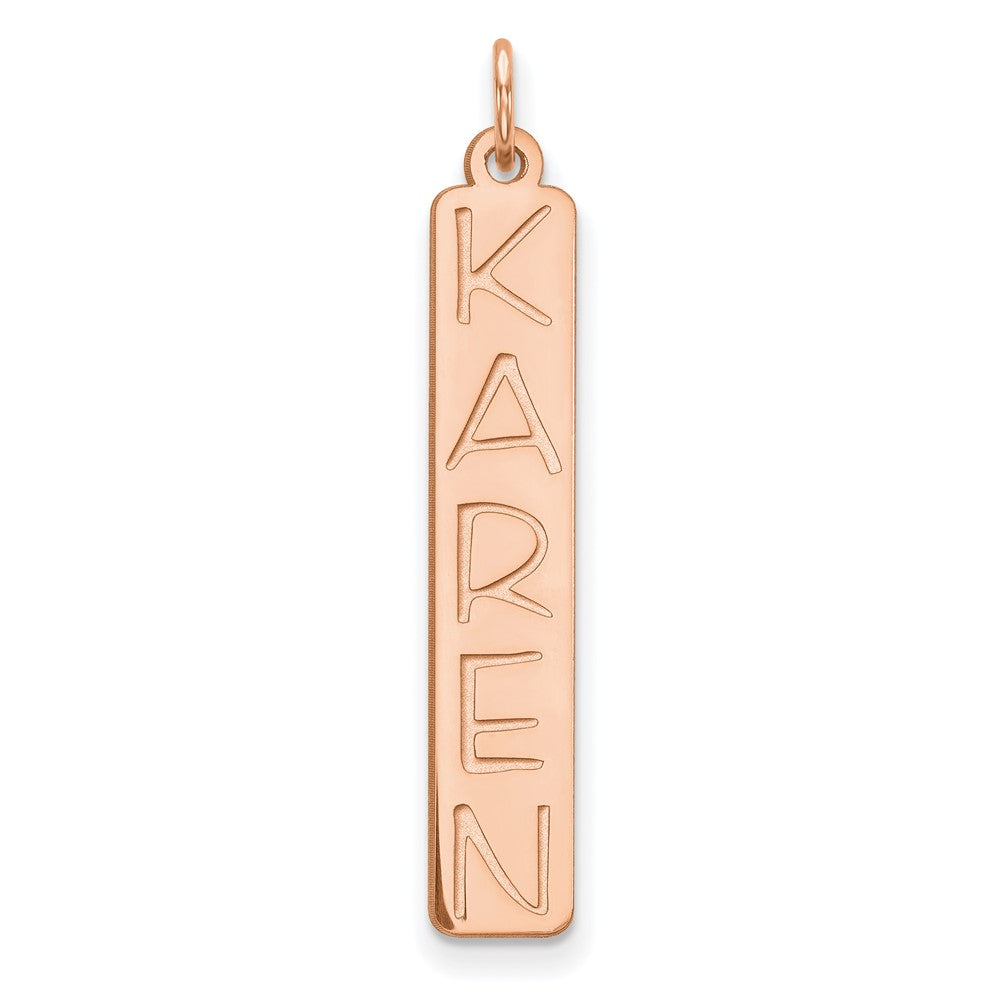 Sterling Silver Rose Gold plated Large Vertical Personalized Bar Charm