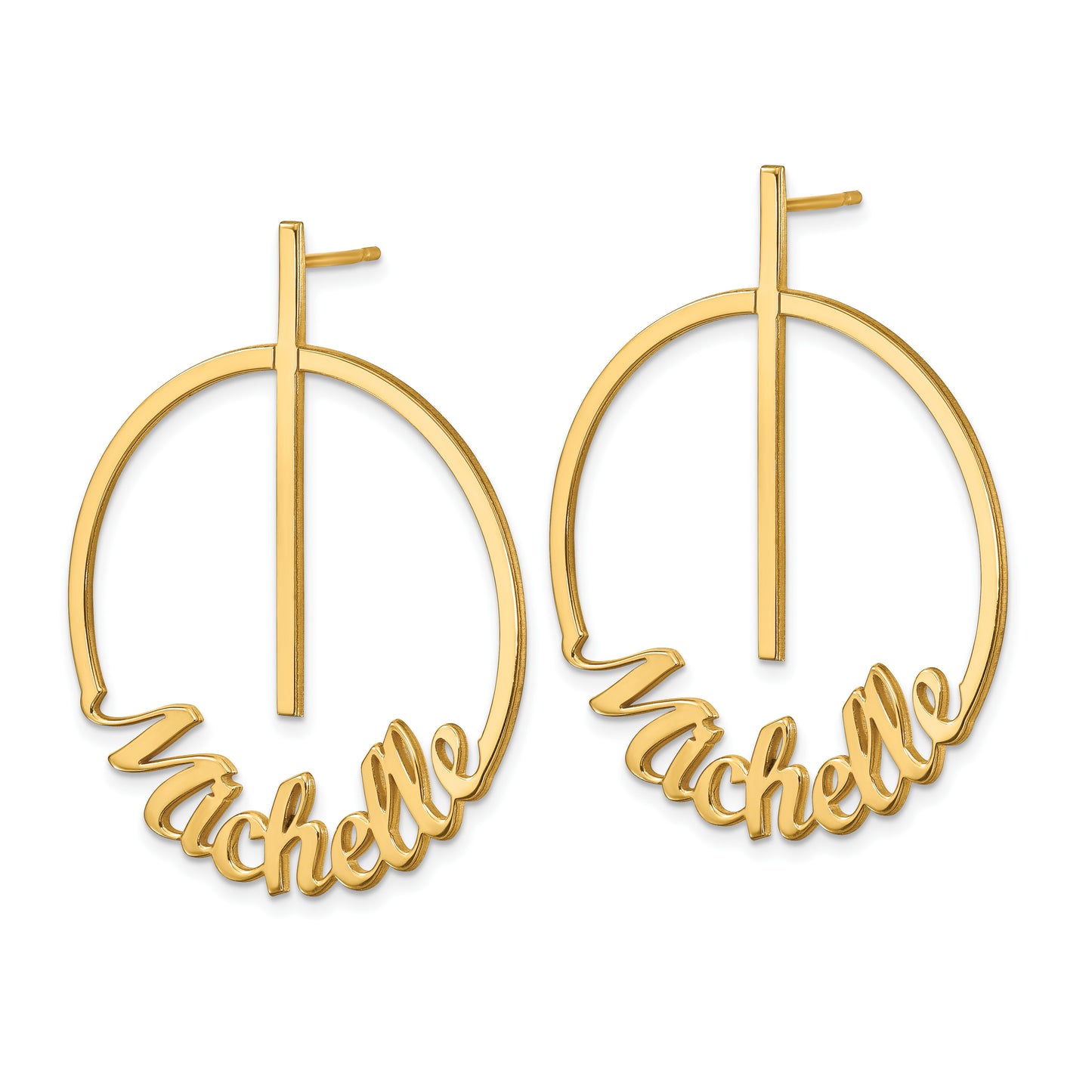 Sterling Silver Gold plated Small Circle Name Post Earrings