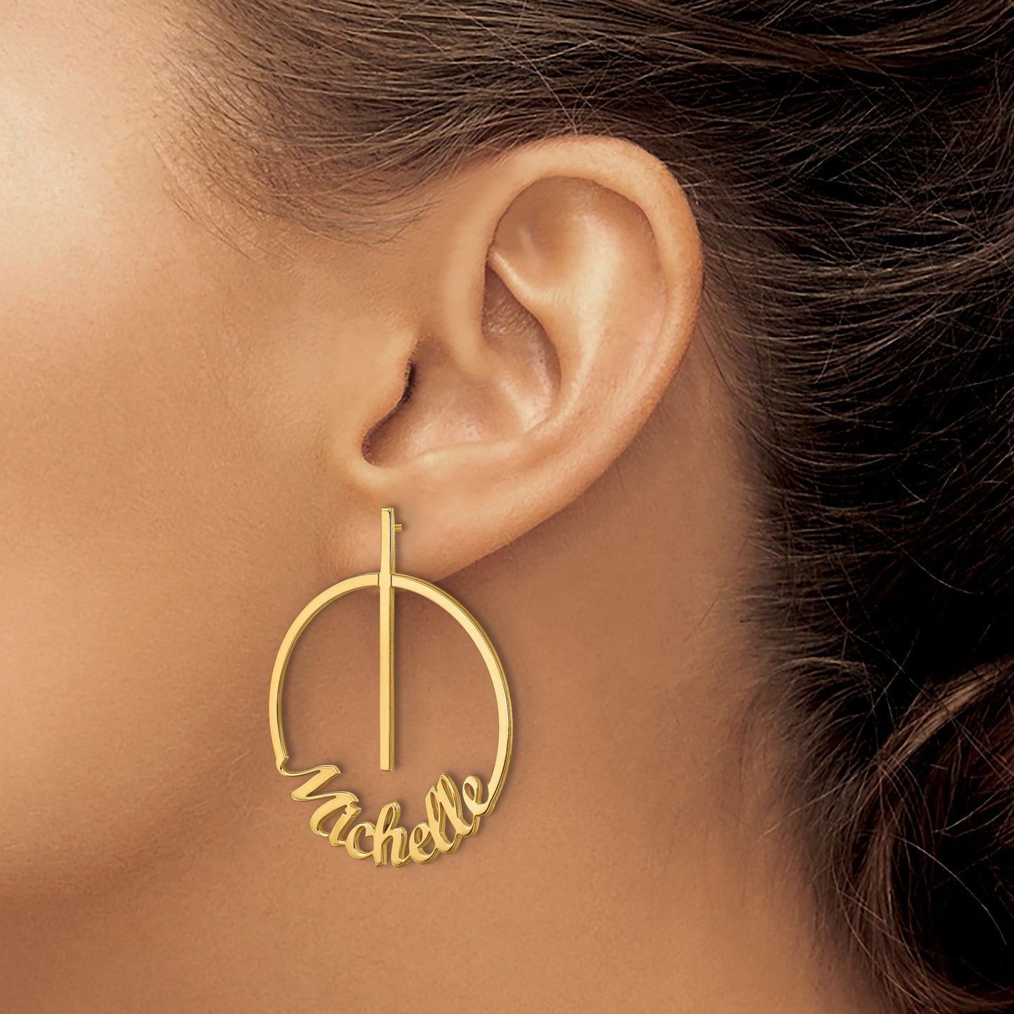 Sterling Silver Gold plated Small Circle Name Post Earrings