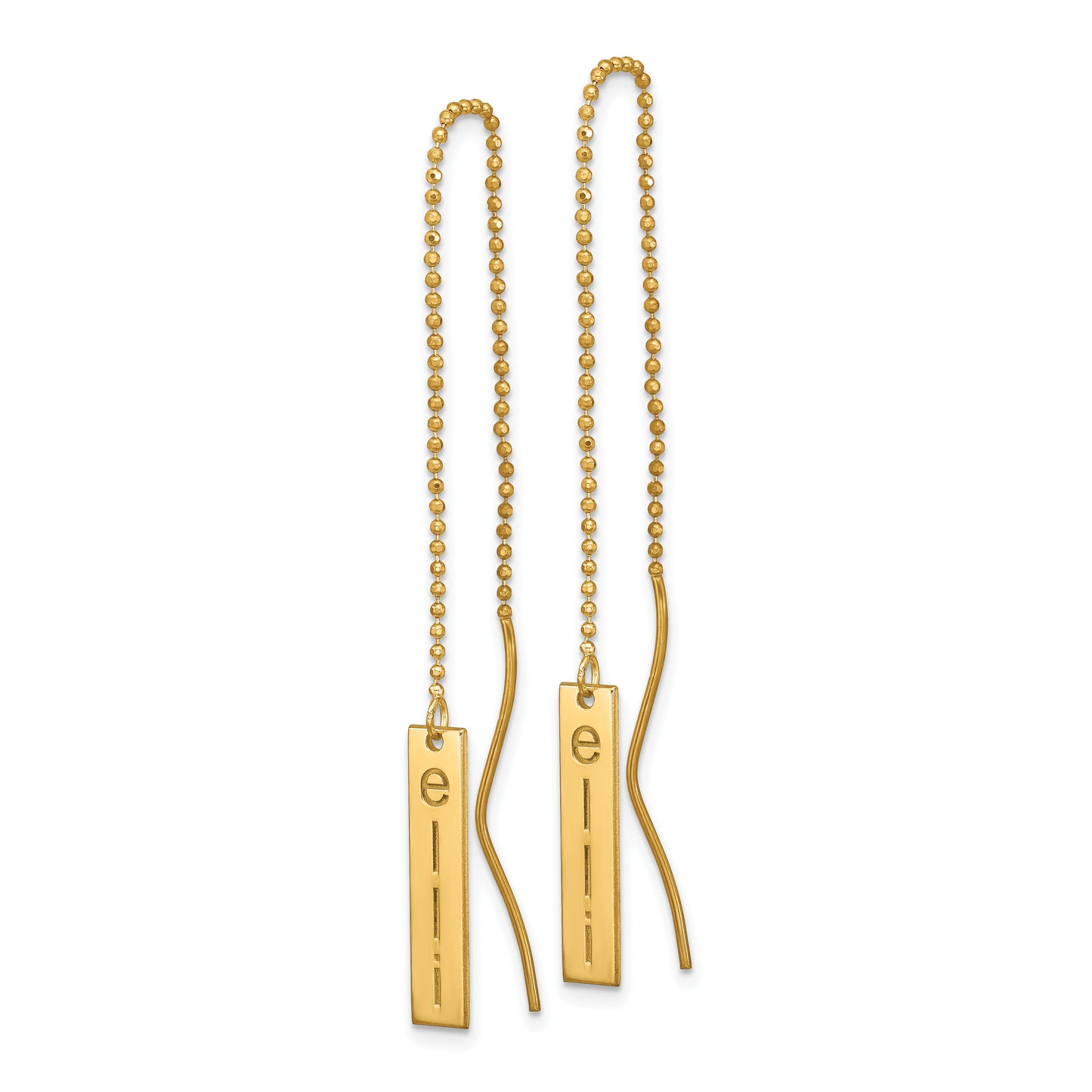 14K Yellow Gold Personalized Bar Threader Earrings