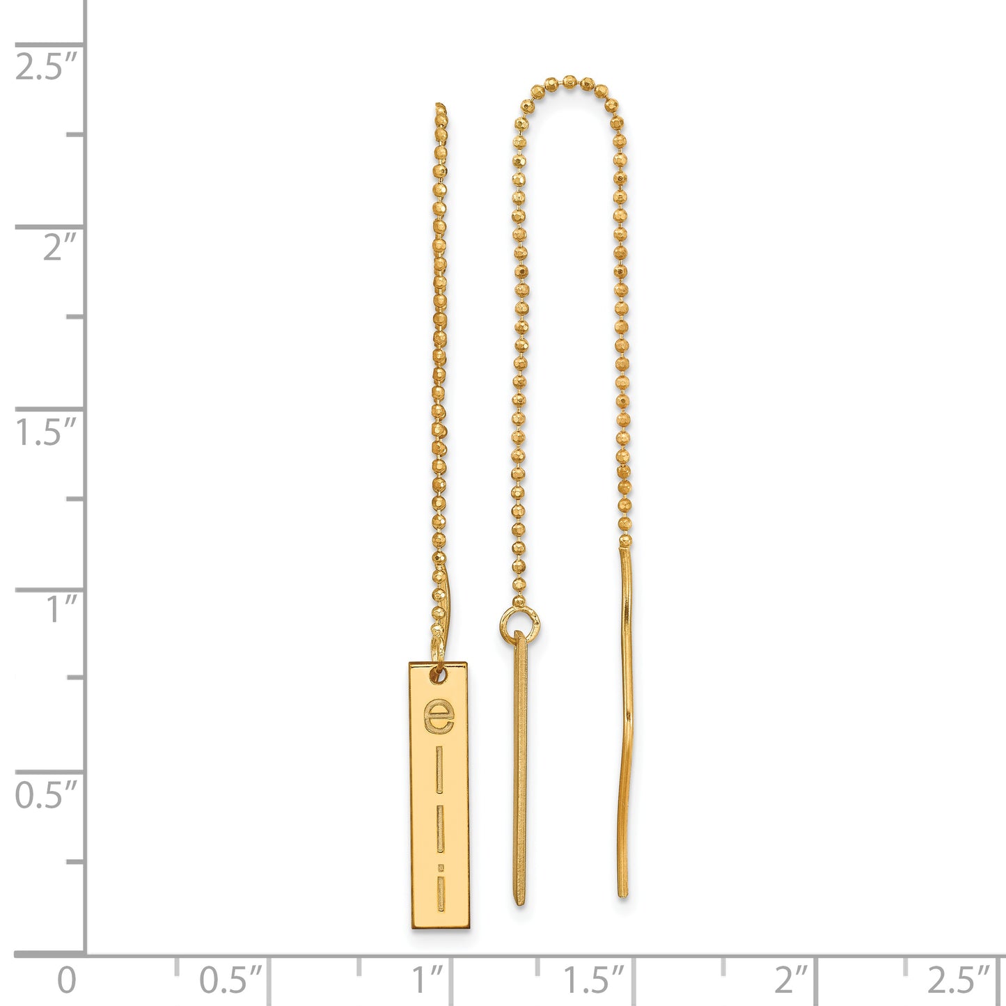 14K Yellow Gold Personalized Bar Threader Earrings